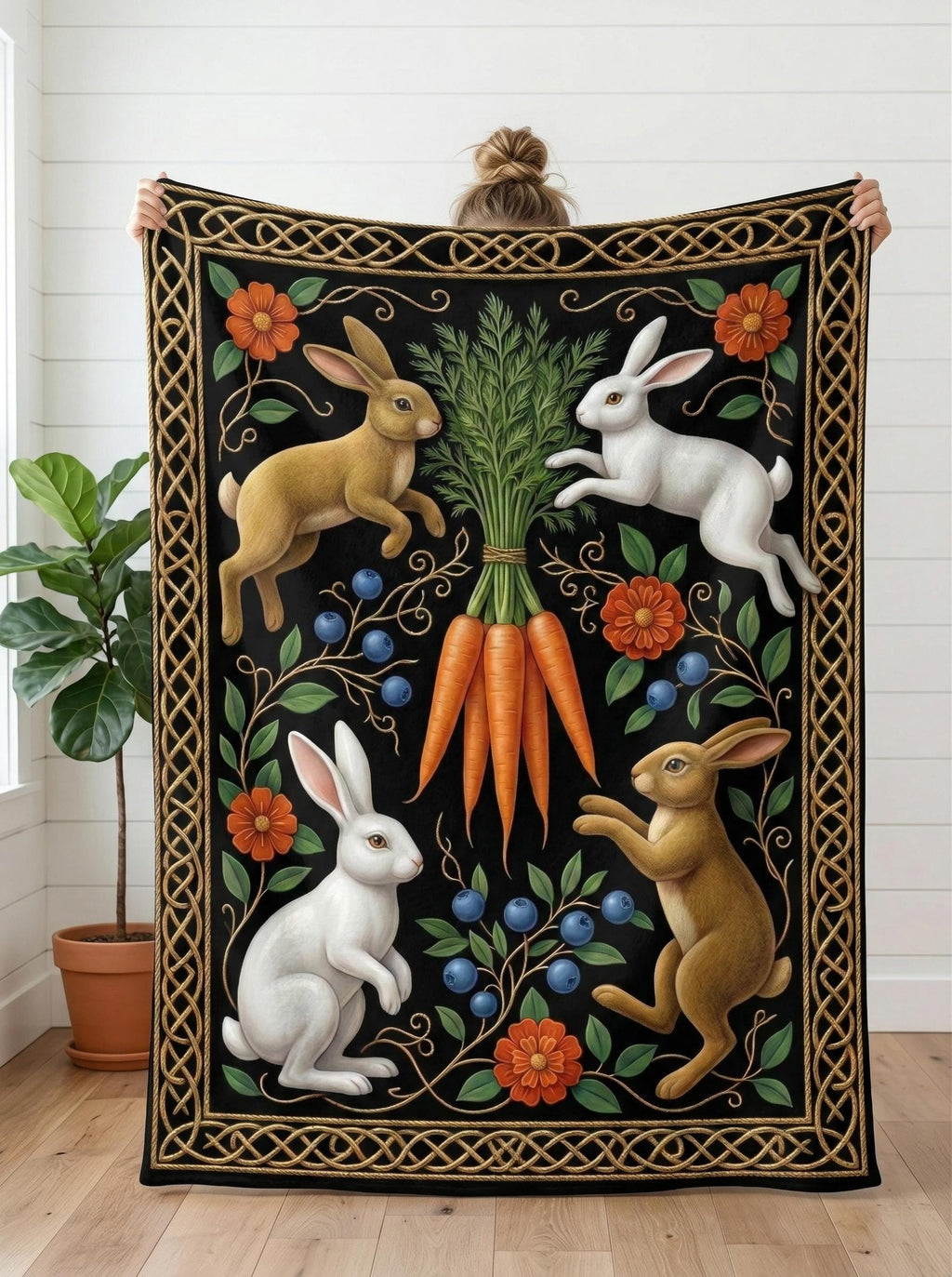 Woodland Faux Quilt Blanket, Minky Fleece Throw, Fox, Giraffe, Tiger, Bunny Designs