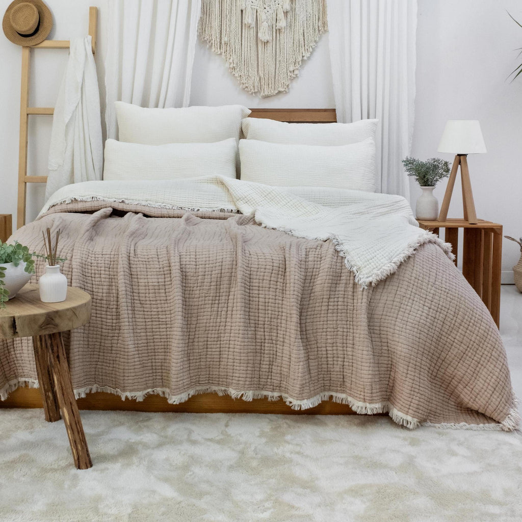 8 Layers King Size Gauze Comforter , OEKO-TEX Certified, Muslin Quilt, Organic Throw Blanket