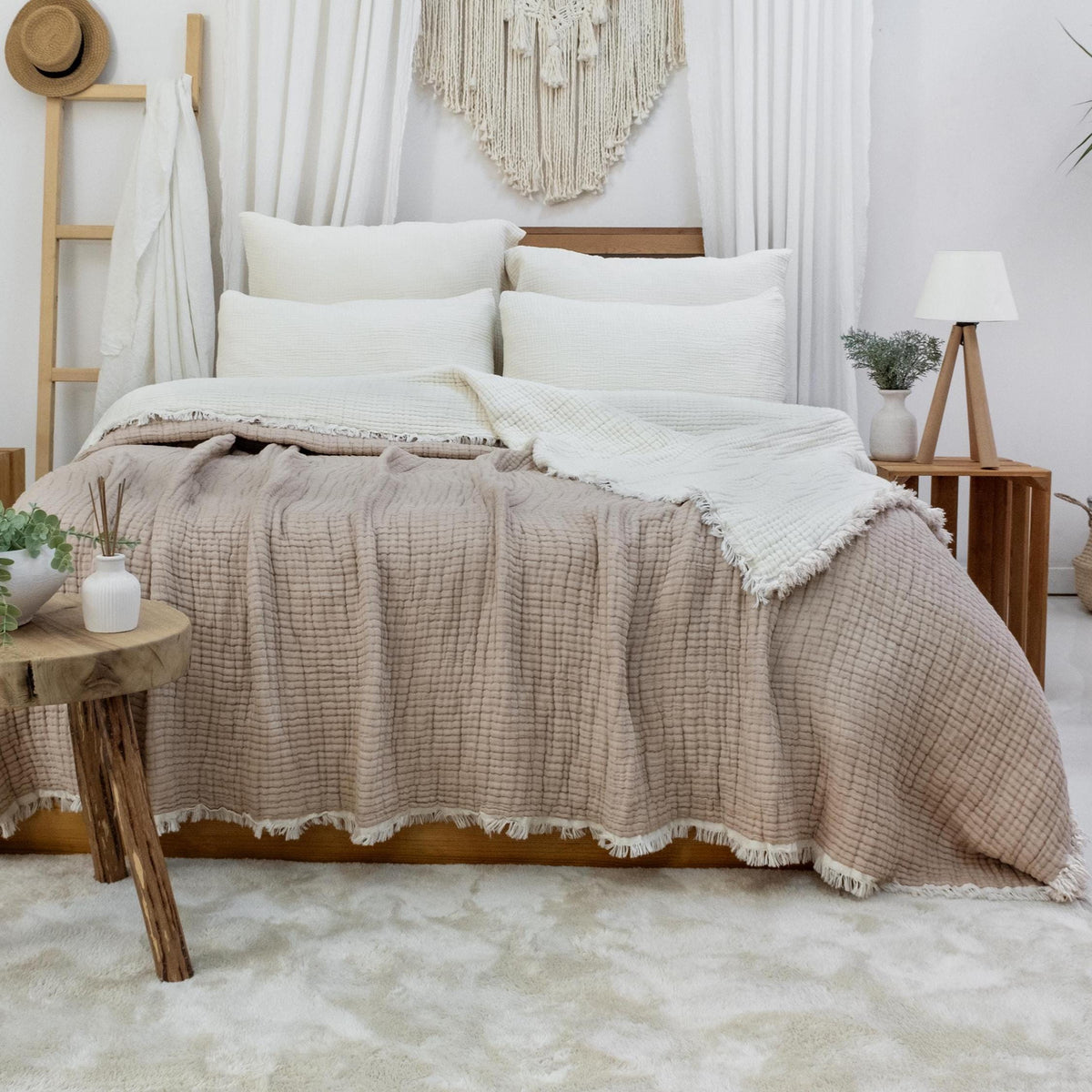 8 Layers King Size Gauze Comforter , OEKO-TEX Certified, Muslin Quilt, Organic Throw Blanket