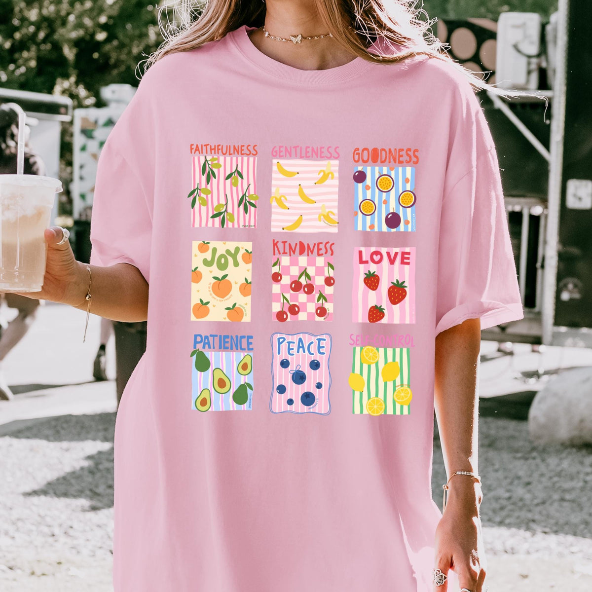 Fruit of the Spirit Christian T shirt Bible Verse Shirt Comfort Color Stamp Graphic Tee Christian Trendy Shirt for Women Baptism Gift