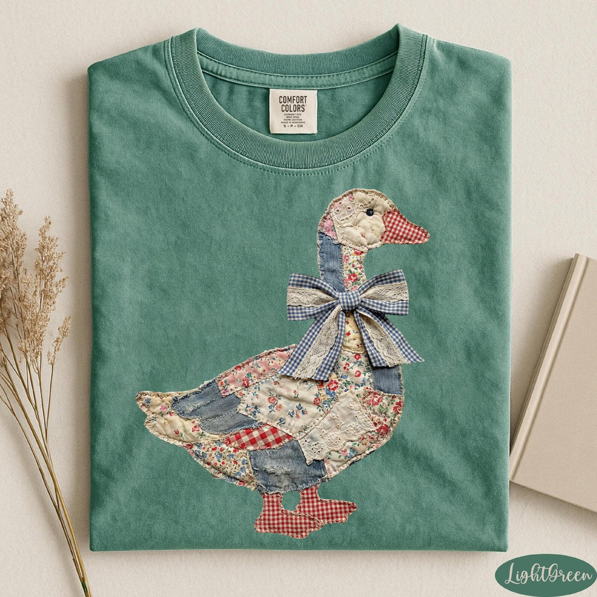 Comfort Colors® Faux Patchwork Grandmacore Goose Shirt,Easter graphic tee, floral retro coquette duck shirt, cottagecore gingham spring tee