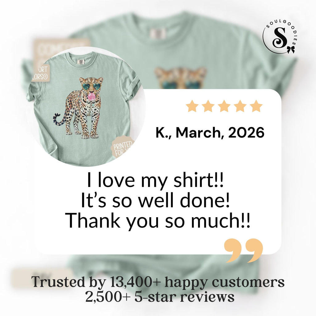 Leopard Comfort Colors Shirt Leopard Bubblegum Sunglasses T-Shirt Cute Animal Print Tee