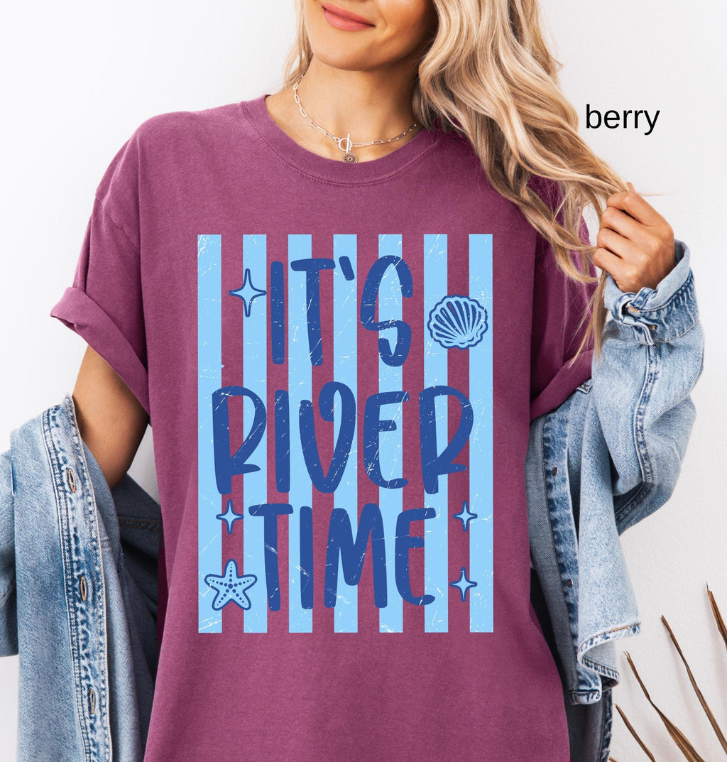 Comfort Colors Striped Summer Custom Shirt, Beach Life Shirt, Sweet Summer Time, Neon Summer Vibes, Lake Pool River, Salty Women Shirt