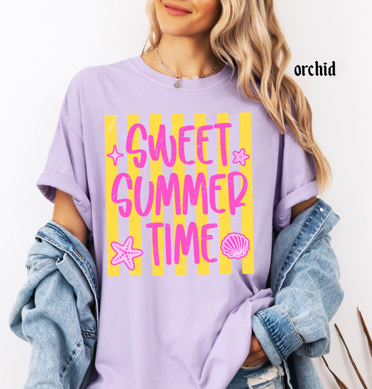 Comfort Colors Striped Summer Custom Shirt, Beach Life Shirt, Sweet Summer Time, Neon Summer Vibes, Lake Pool River, Salty Women Shirt
