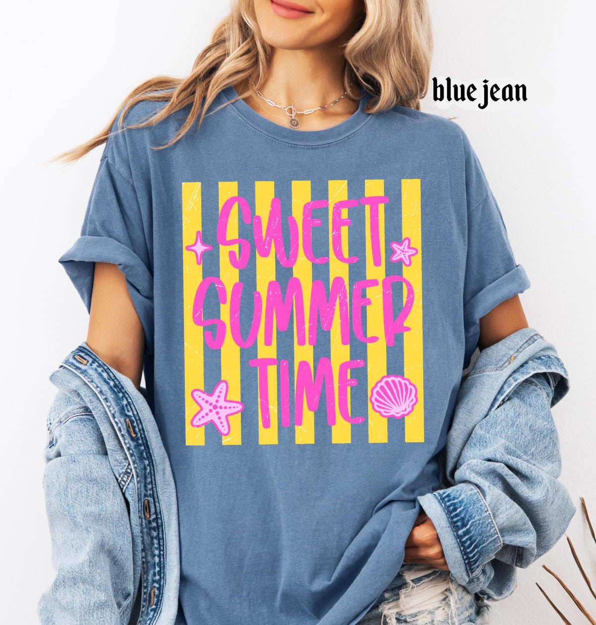 Comfort Colors Striped Summer Custom Shirt, Beach Life Shirt, Sweet Summer Time, Neon Summer Vibes, Lake Pool River, Salty Women Shirt