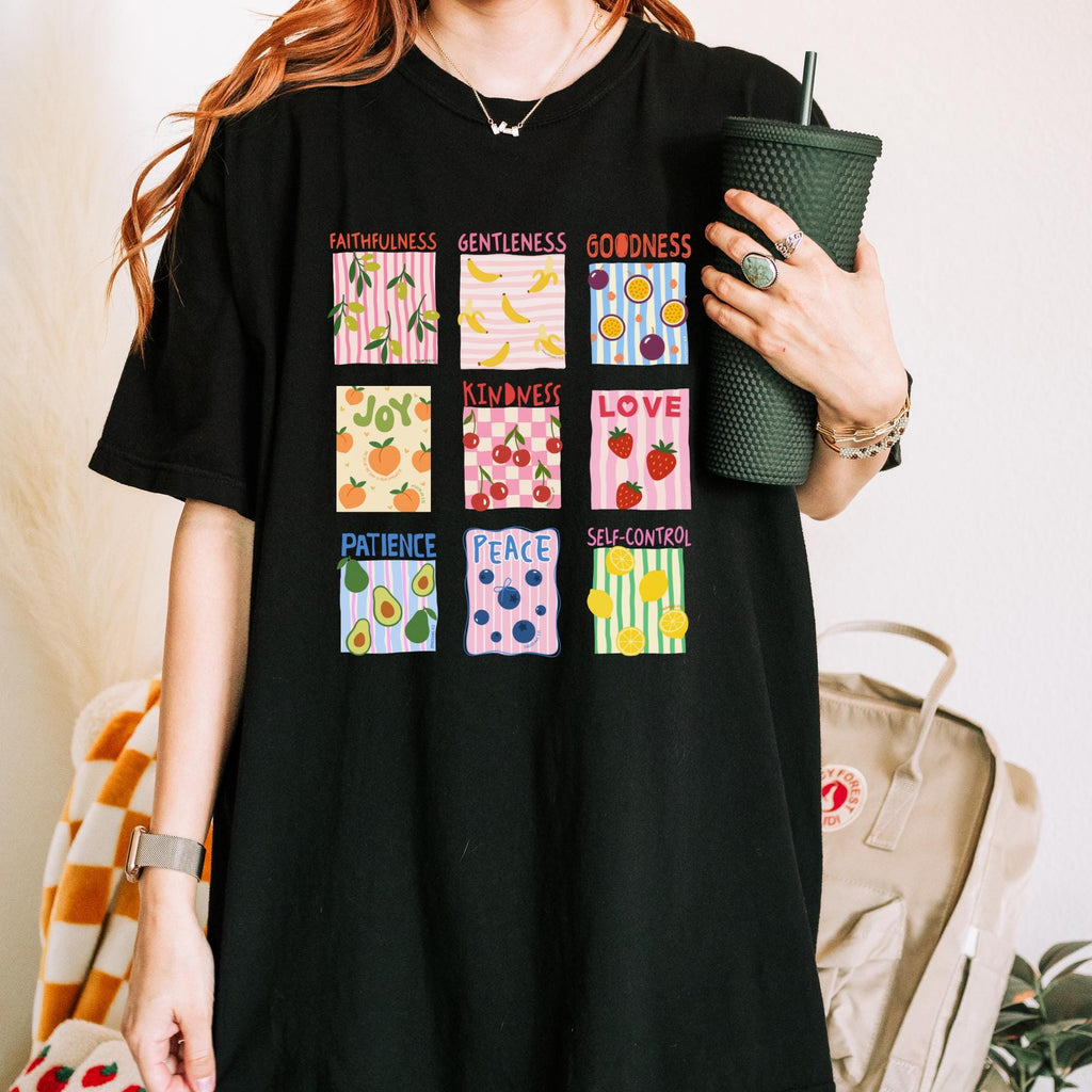 Fruit of the Spirit Christian T shirt Bible Verse Shirt Comfort Color Stamp Graphic Tee Christian Trendy Shirt for Women Baptism Gift