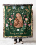 Mama Bear Gift Blanket: Mothers Day Present from Kids, Woven Throw for Mom, Unique Personalized Customized