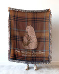 Gift for Dad Blanket: Fathers Day Present from Kids, Papa Bear Woven Throw, Unique Thoughtful Meaningful Birthday, Personalized Custom Idea