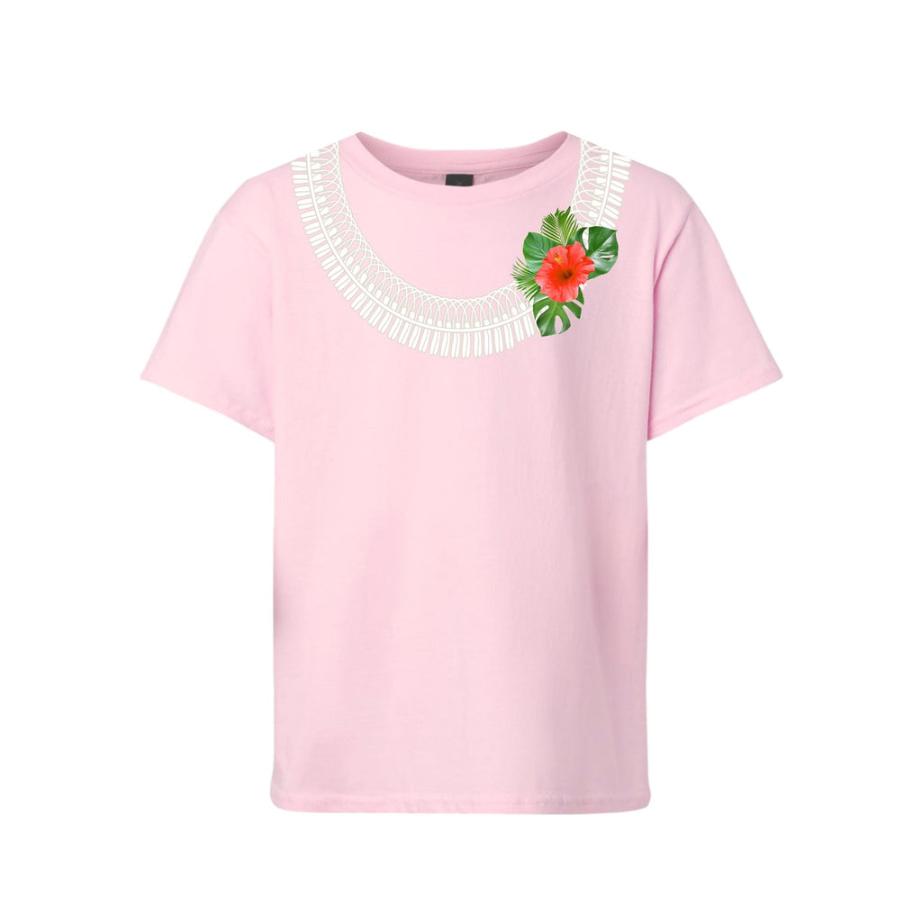 Ginger Lei Shirt, Red Hibiscus Flower Chain Print, Luau Party, Trendy Hawaii Shirt, Unisex t-shirt