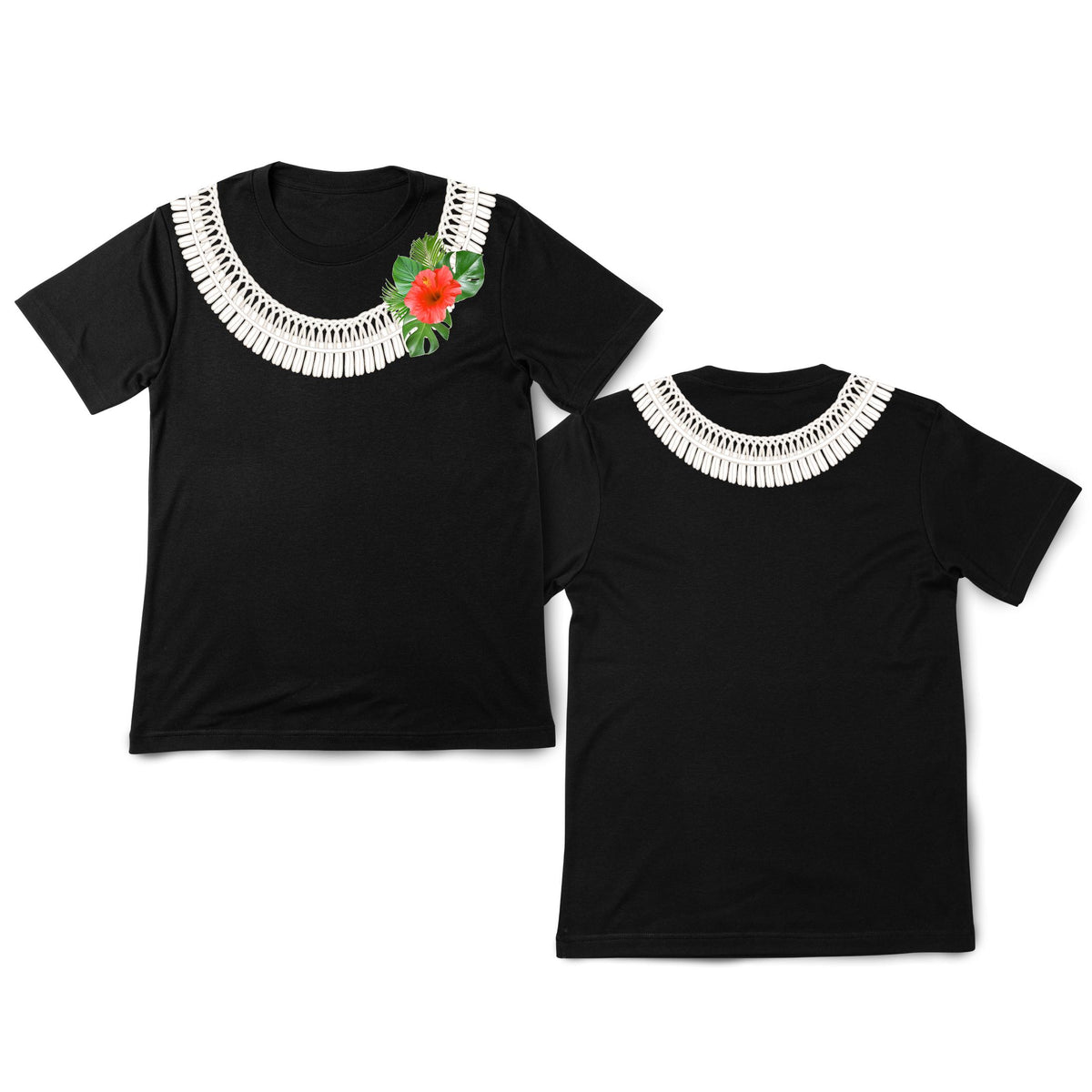 Ginger Lei Shirt, Red Hibiscus Flower Chain Print, Luau Party, Trendy Hawaii Shirt, Unisex t-shirt