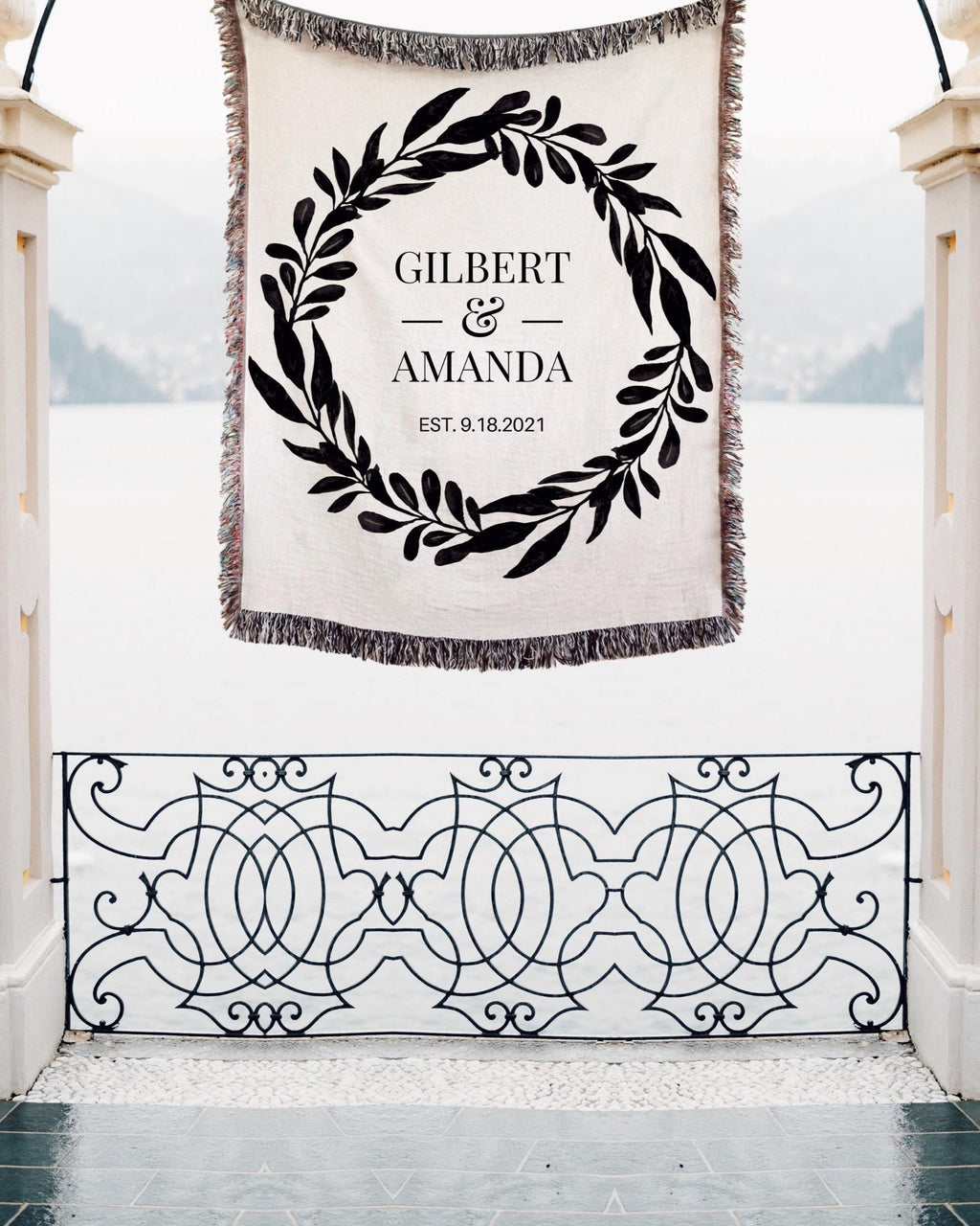 PERSONALIZED WOVEN THROW Cotton Anniversary Gift Couples Names Wedding Gift Engagement Couples Initials Valentines Day Blanket Girlfriend