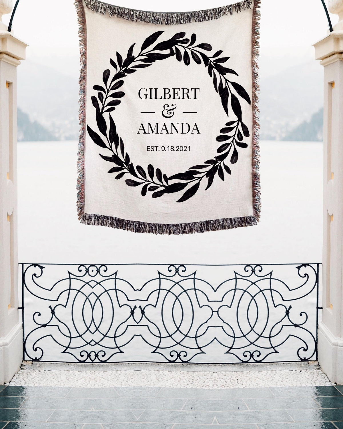 PERSONALIZED WOVEN THROW Cotton Anniversary Gift Couples Names Wedding Gift Engagement Couples Initials Valentines Day Blanket Girlfriend