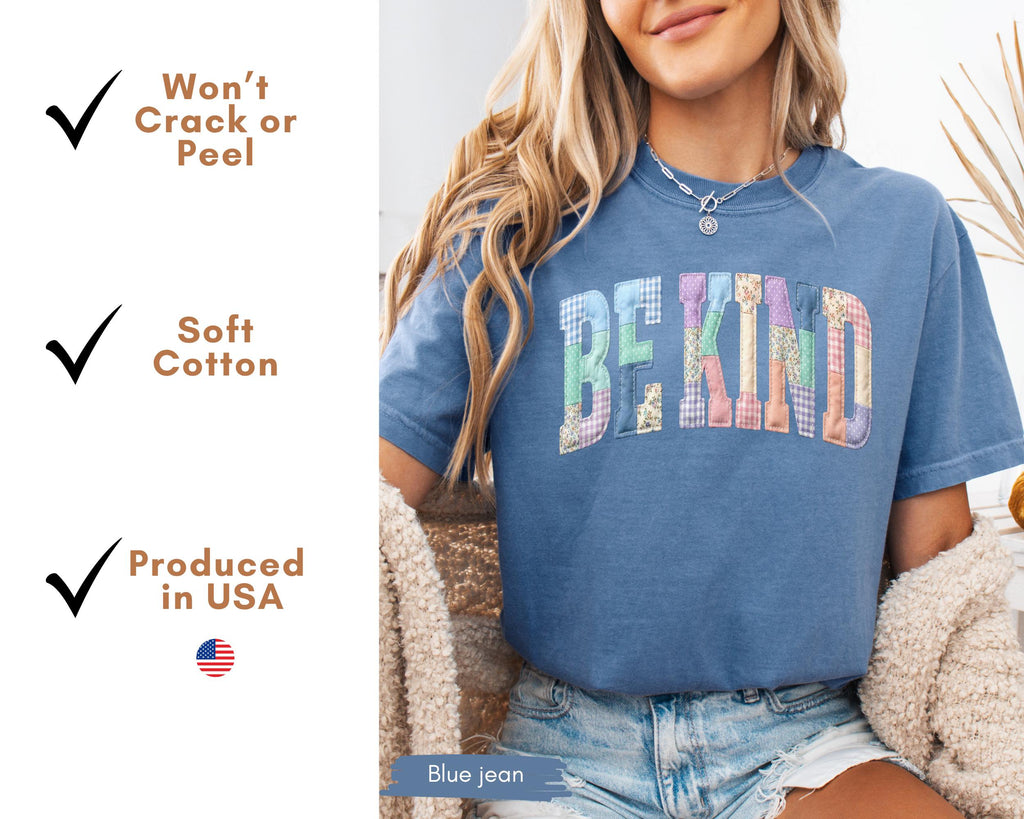 Be Kind Faux Patchwork Shirt, Motivational Teacher Tee, Choose Kindness T-Shirt, Positive Affirmation Gift, Counselor Appreciation Shirt