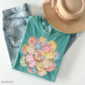 Comfort Colors® Faux Quilted Patchwork Daisy Shirt, Floral Graphic Tnk Top, Vintage Aesthetic Flower Top, Spring Cottagecore Patchwork Shirt