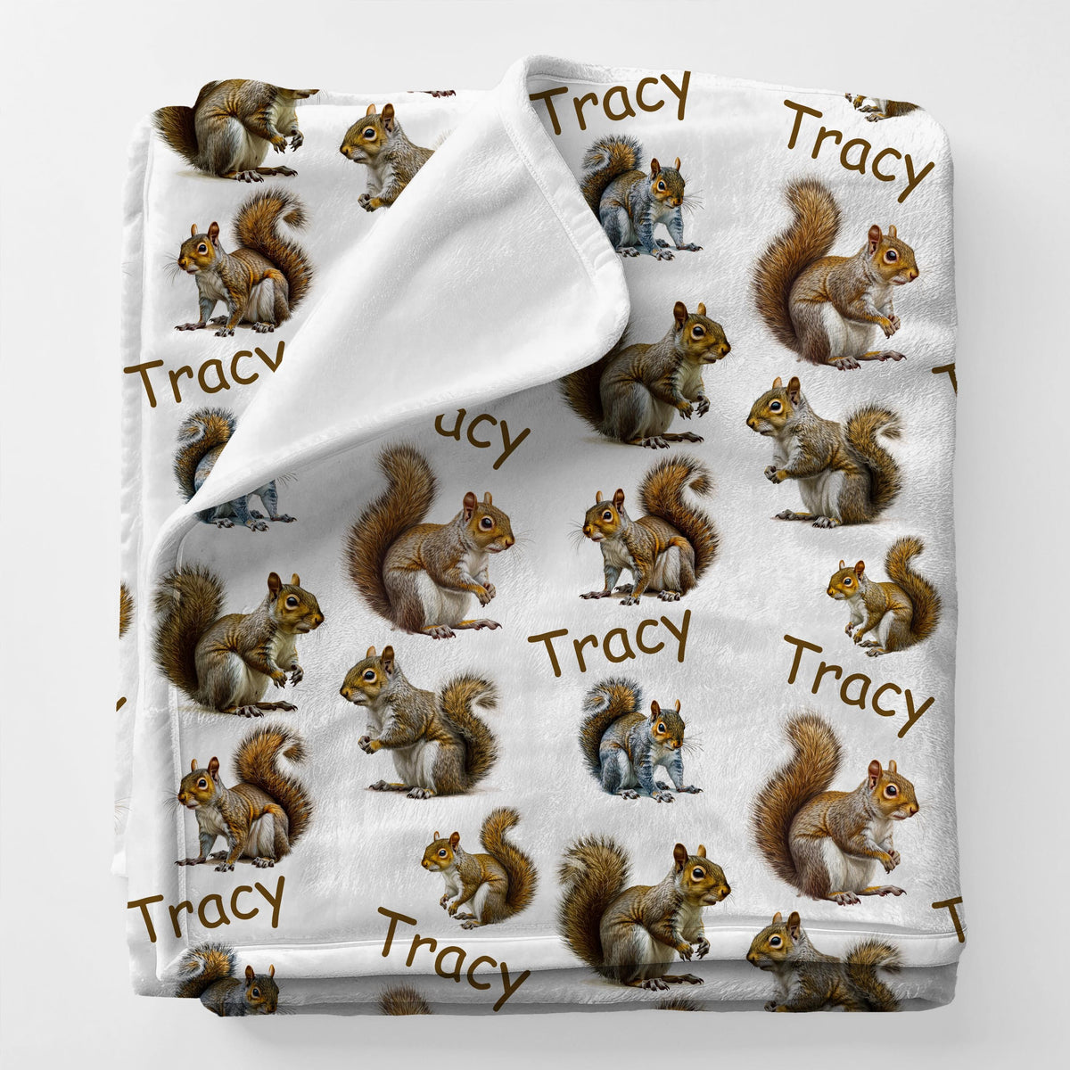 Squirrel Blanket Gift With Name, Custom Kids Name Blanket, Animal Lover Birthday Gift, Cute Personalized Nature Christmas Present For Mom