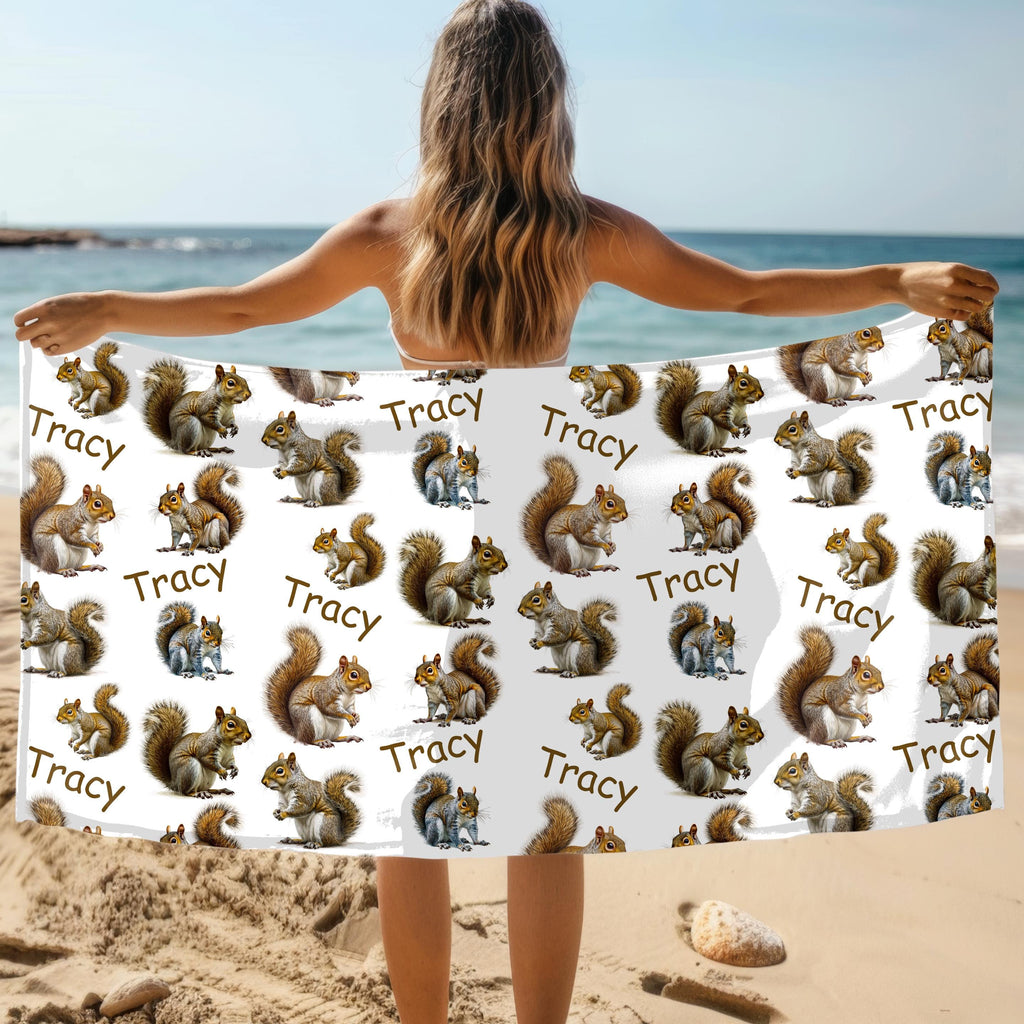 Squirrel Blanket Gift With Name, Custom Kids Name Blanket, Animal Lover Birthday Gift, Cute Personalized Nature Christmas Present For Mom