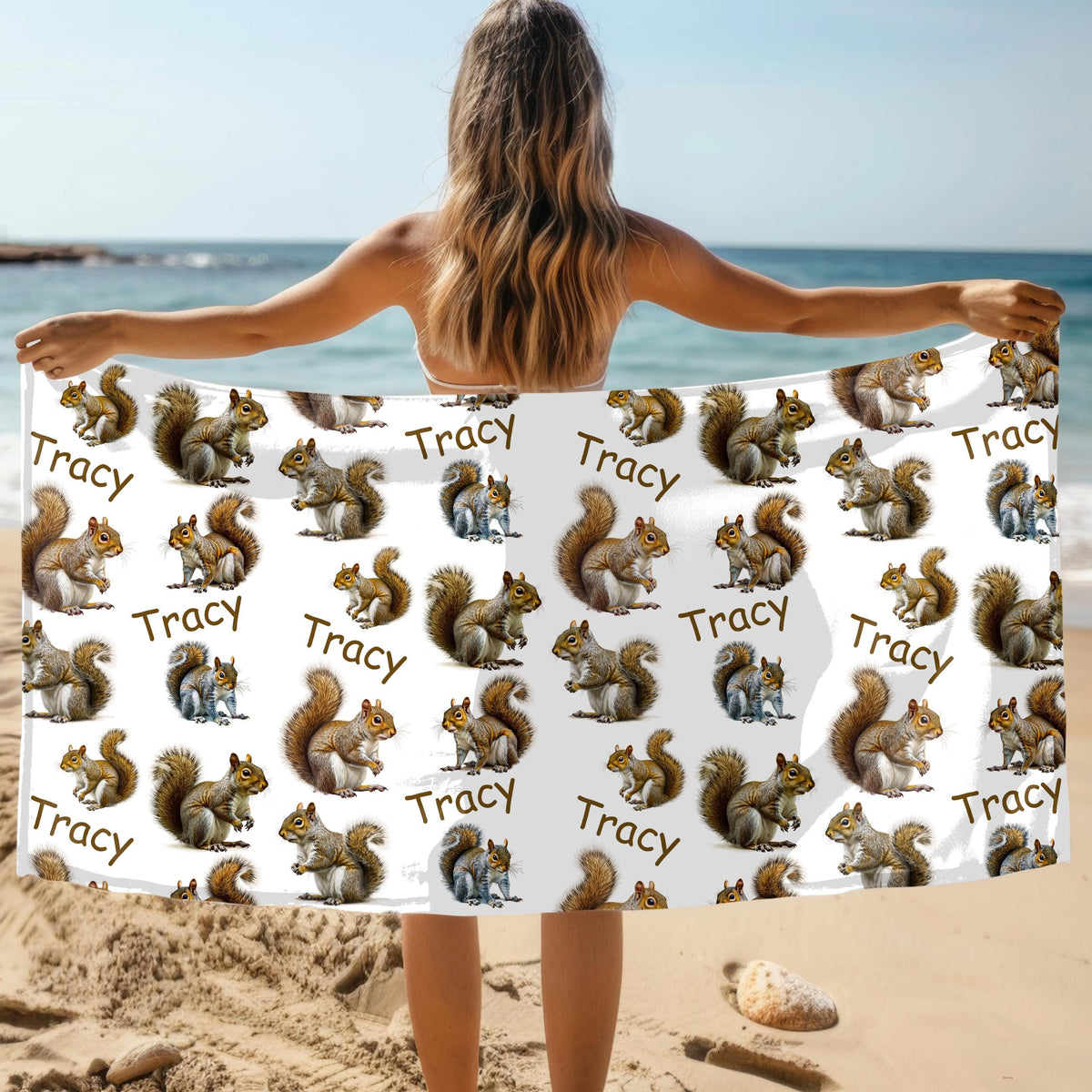 Squirrel Blanket Gift With Name, Custom Kids Name Blanket, Animal Lover Birthday Gift, Cute Personalized Nature Christmas Present For Mom
