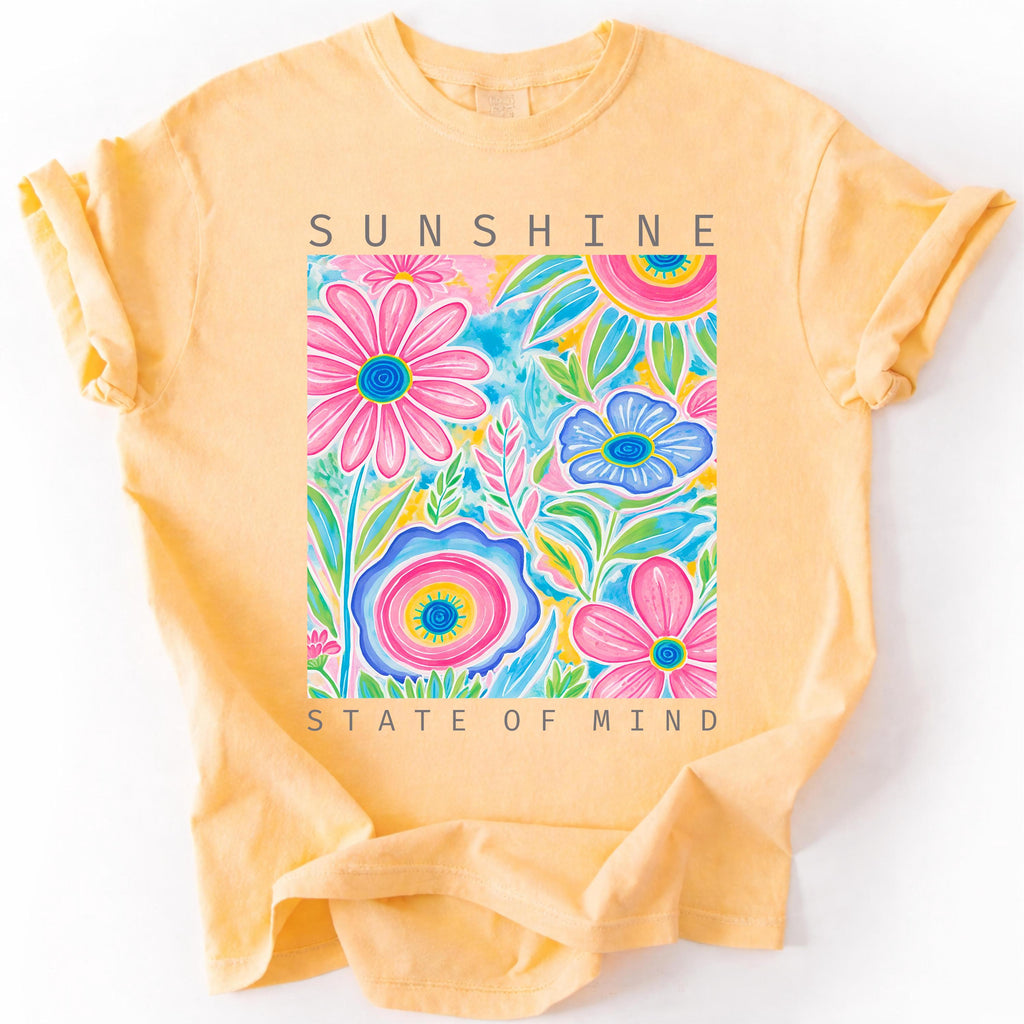Floral Shirt, Comfort Colors Graphic Tee, Summer Vibes Shirt, Bright Flower Tee, Cute Beach Shirt for Women, Sunshine State of Mind