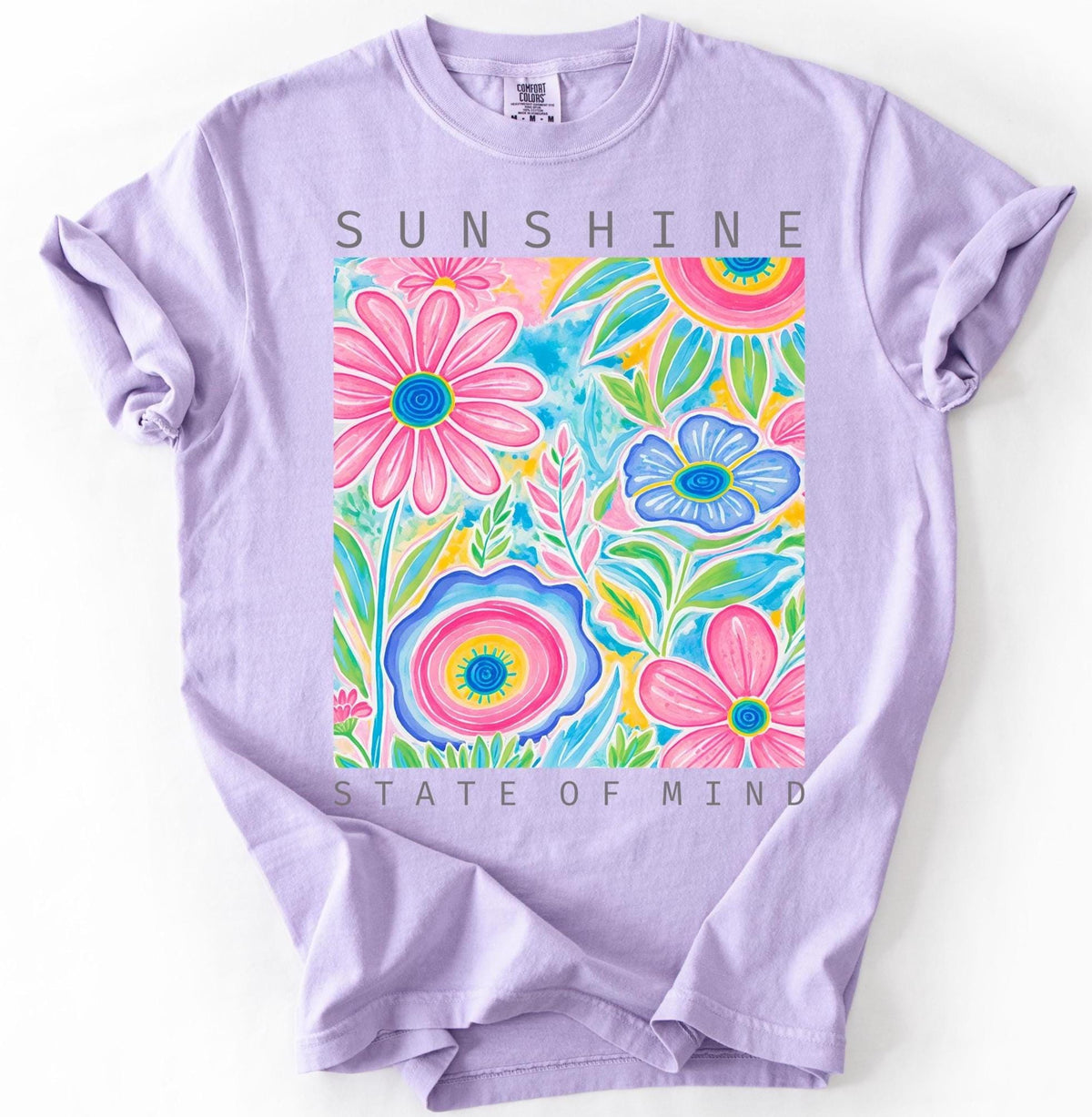 Floral Shirt, Comfort Colors Graphic Tee, Summer Vibes Shirt, Bright Flower Tee, Cute Beach Shirt for Women, Sunshine State of Mind
