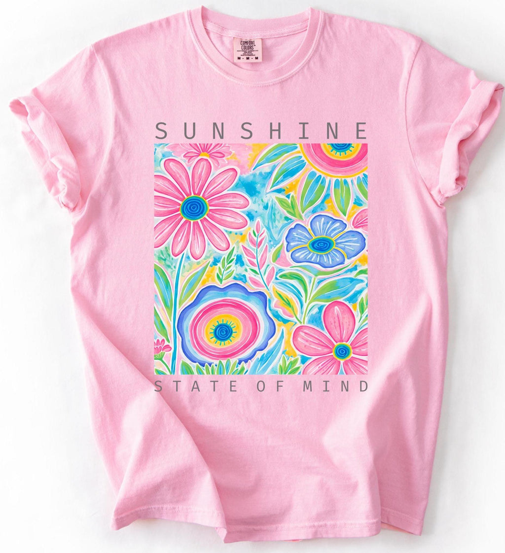 Floral Shirt, Comfort Colors Graphic Tee, Summer Vibes Shirt, Bright Flower Tee, Cute Beach Shirt for Women, Sunshine State of Mind