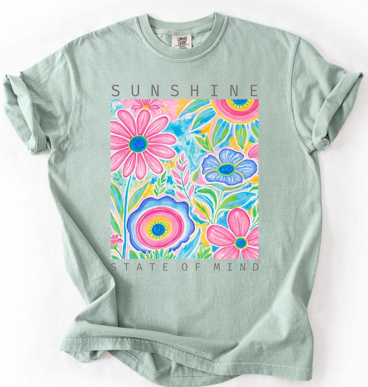 Floral Shirt, Comfort Colors Graphic Tee, Summer Vibes Shirt, Bright Flower Tee, Cute Beach Shirt for Women, Sunshine State of Mind
