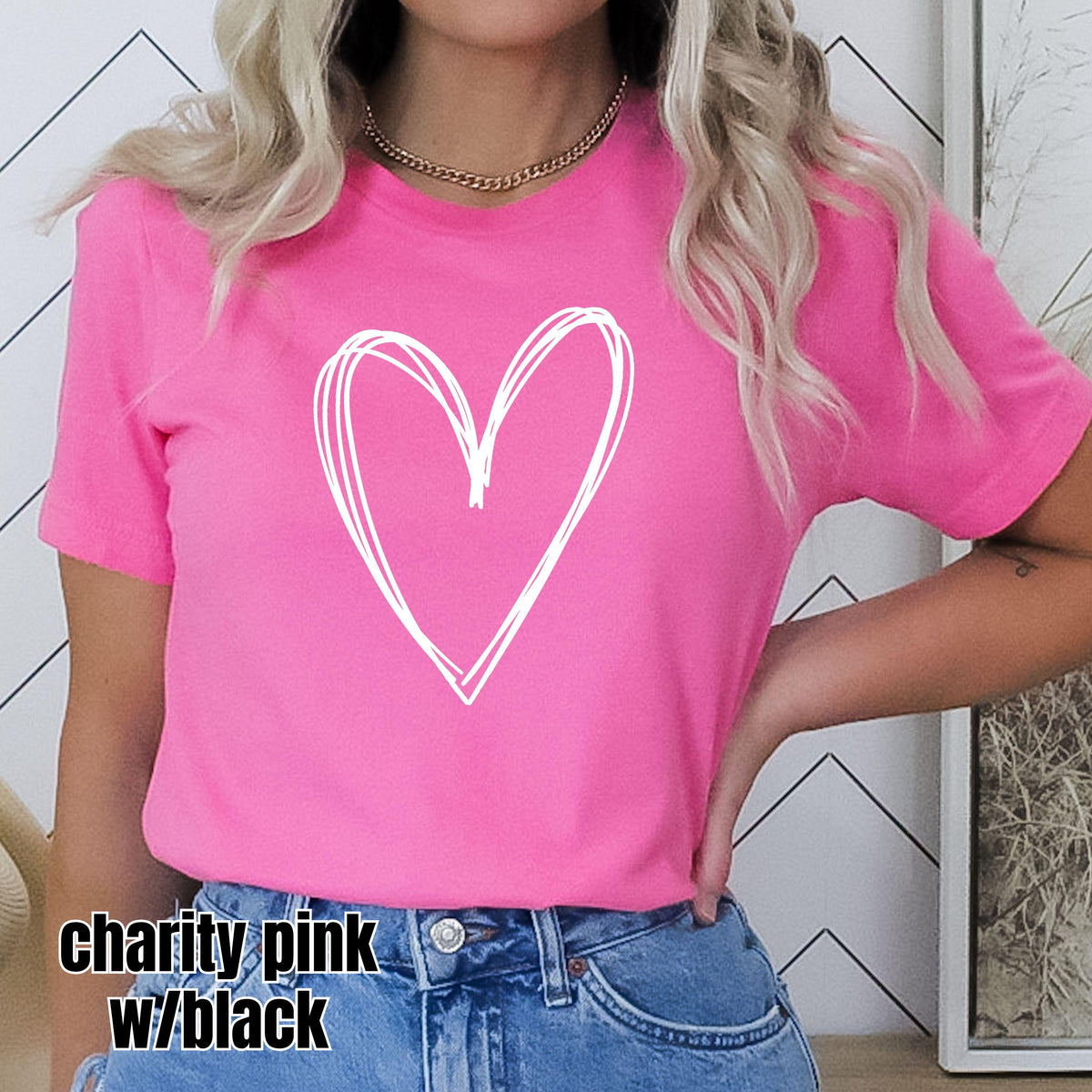 Sparkly Glitter Heart Tee, Lightweight Bella Canvas T-shirt, Minimalist Graphic Top