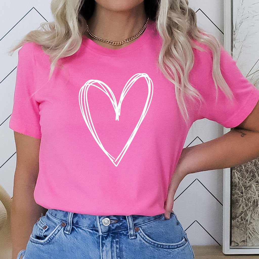 Sparkly Glitter Heart Tee, Lightweight Bella Canvas T-shirt, Minimalist Graphic Top