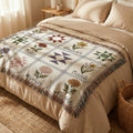 Custom Birth Flower Patchwork Blanket: Family Christmas Gift Blanket Personalized Grandma's Garden Woven Throw