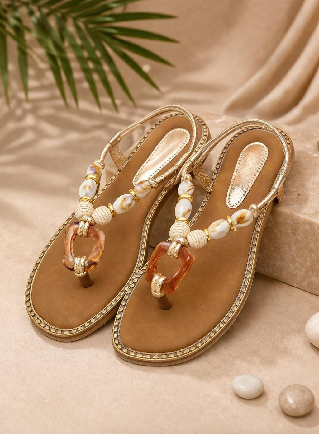 Handcrafted Bohemian Beaded T-Strap Sandals – Women's Artisanal Beach Flats for her