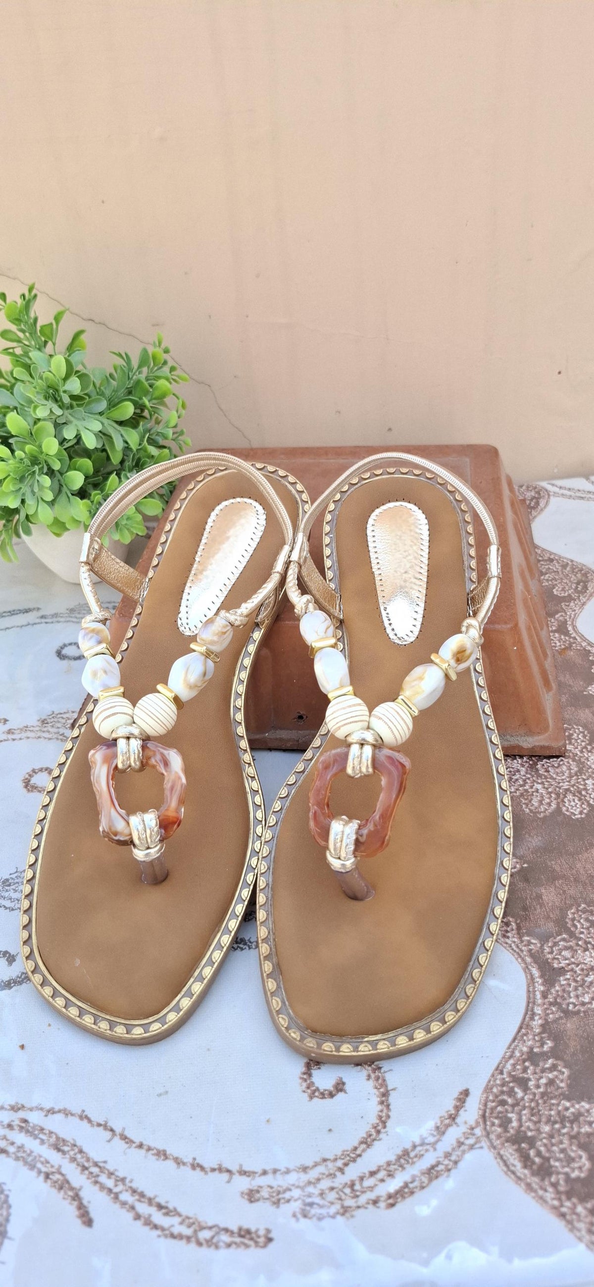 Handcrafted Bohemian Beaded T-Strap Sandals – Women's Artisanal Beach Flats for her