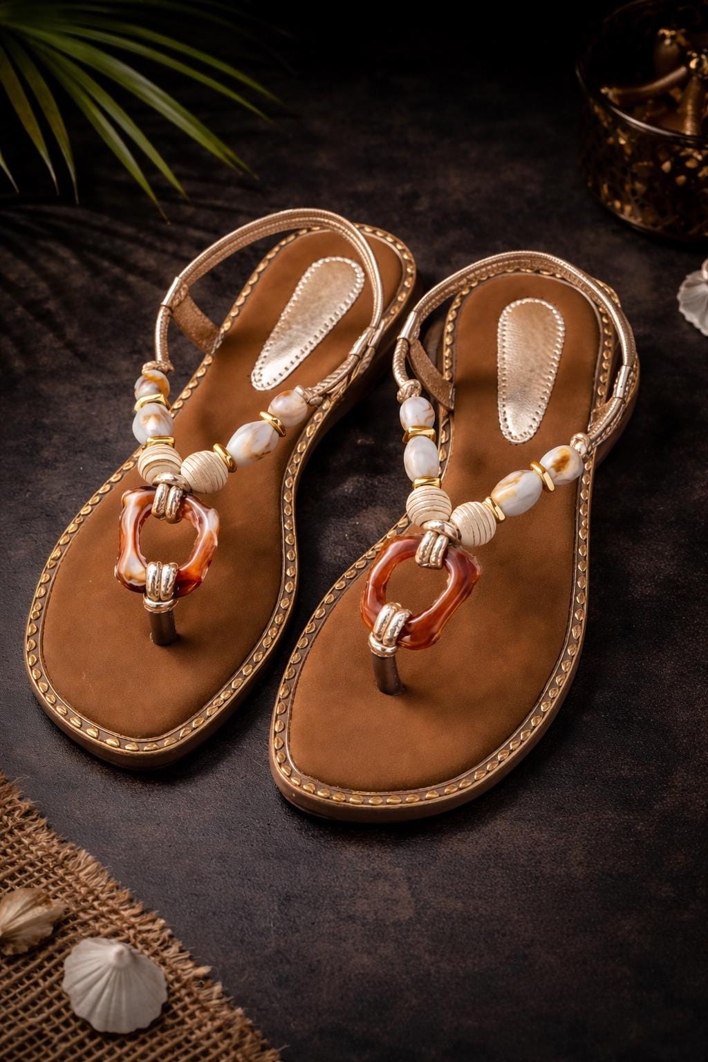 Handcrafted Bohemian Beaded T-Strap Sandals – Women's Artisanal Beach Flats for her