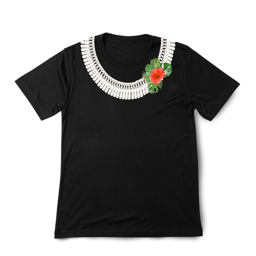 Ginger Lei Shirt, Red Hibiscus Flower Chain Print, Luau Party, Trendy Hawaii Shirt, Unisex t-shirt