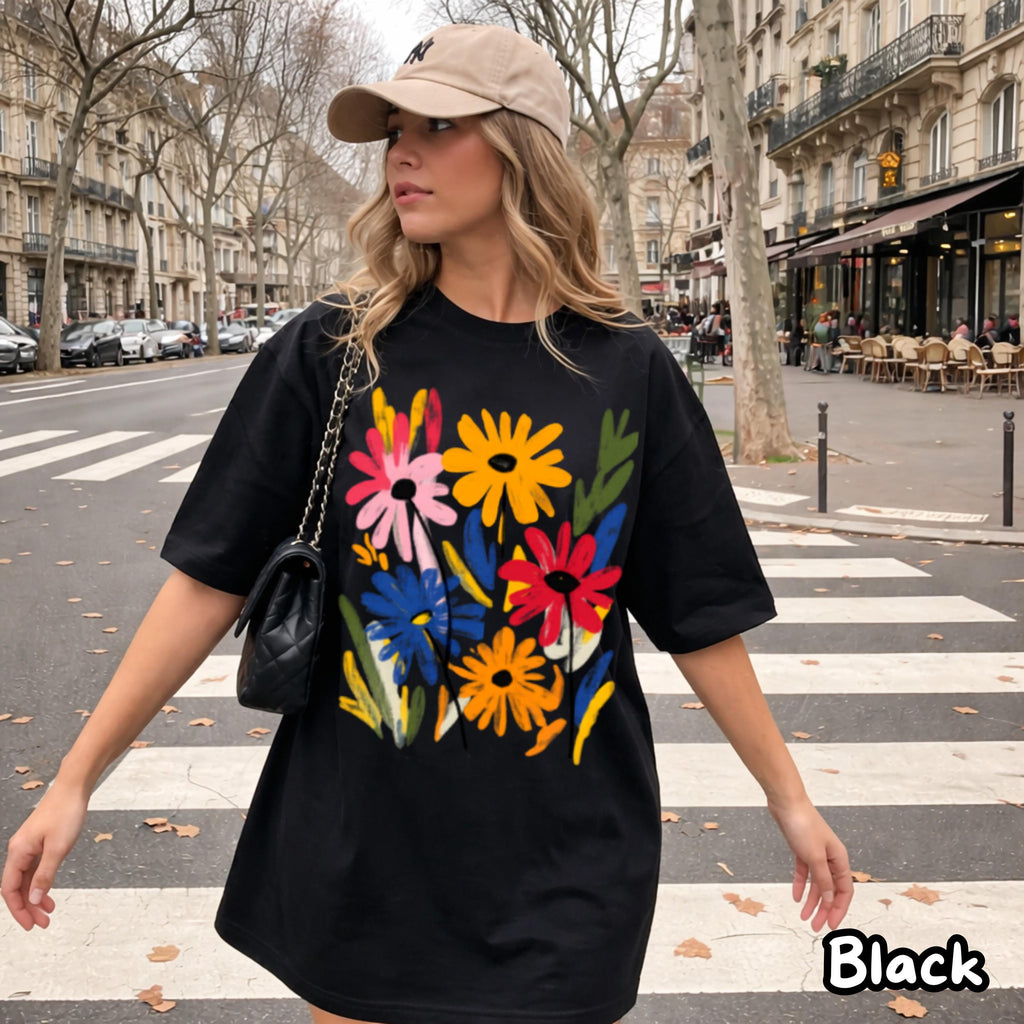Comfort Colors Spring Shirt,Colorful Floral T-Shirt,Garden Shirt,Hand Painted Flower Shirt,Boho Art Tee,Spring Summer Graphic Shirt,Flowers