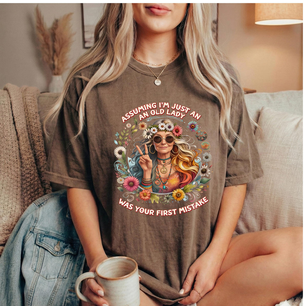 Assuming I'm Just An Old Lady Was Your First Mistake Shirt, Sassy Older Woman Tee, Funny Grandma Shirt Bold Feminine Graphic Tee, Trendy Tee