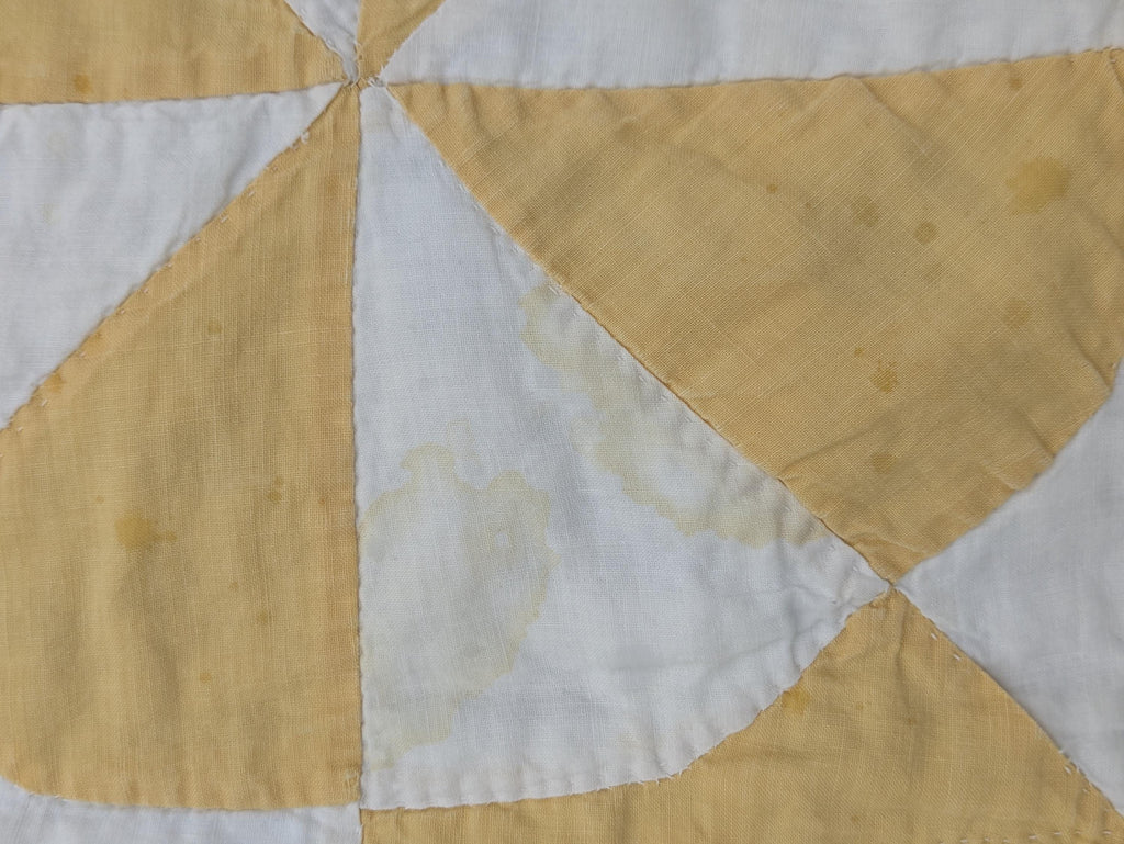 Antique yellow and white quilt | lightweight coverlet bedspread