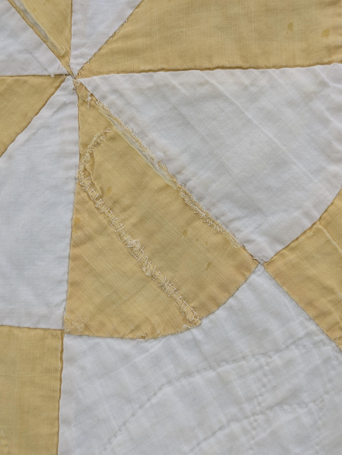 Antique yellow and white quilt | lightweight coverlet bedspread