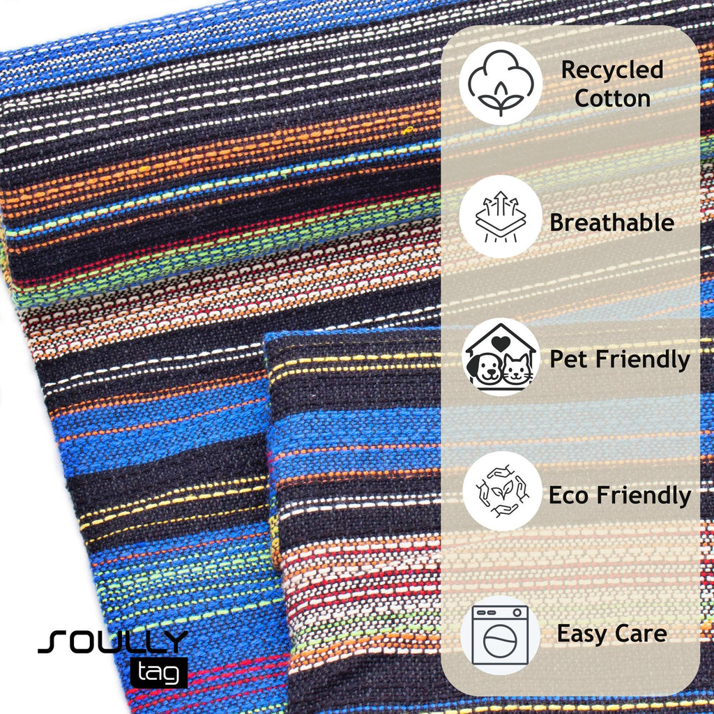 Recycled Cotton Throw Blanket | Durable Sofa Slip Cover |  Boho Bedspread Hand Woven | Sustainable Modern Traditional Home Decor