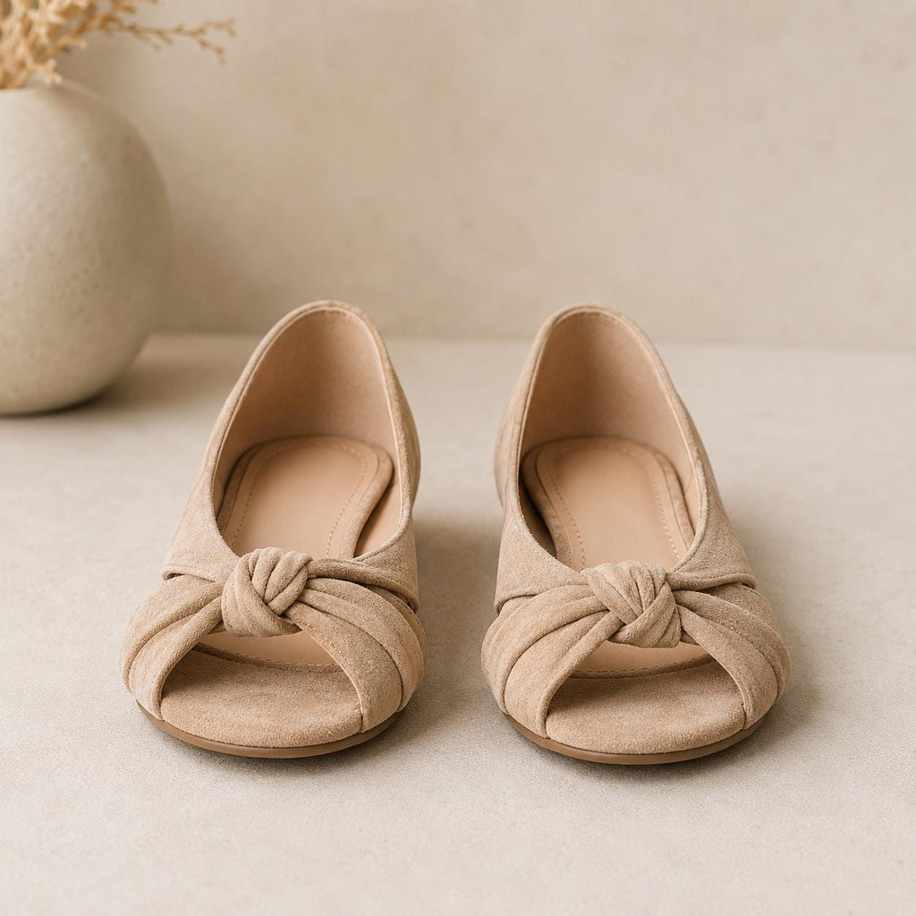 Beige Women's Flat Sandals: Open Toe Boho Leather Look Summer Shoes