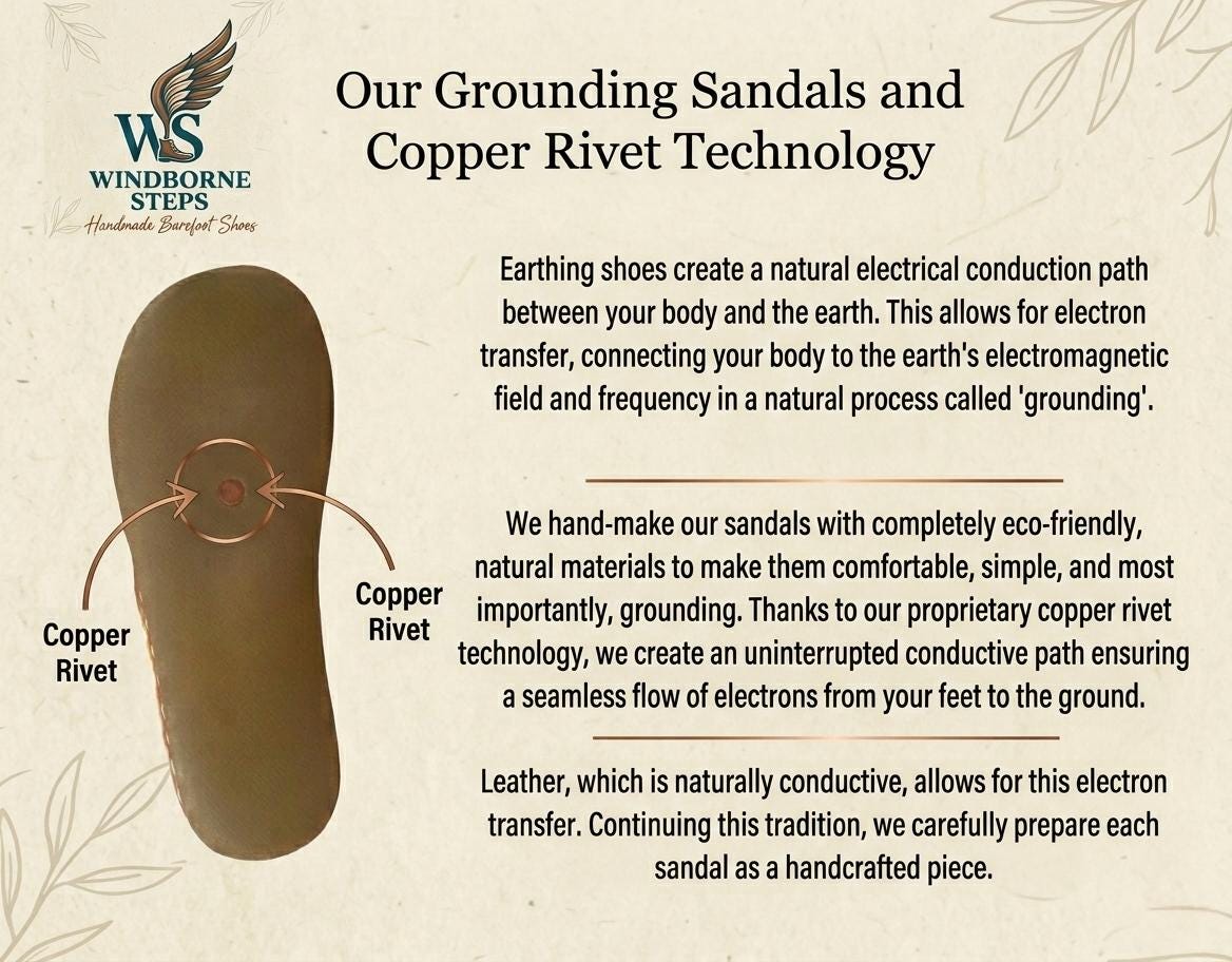 Handmade Leather Grounding Sandals : Barefoot Earthing Shoes , Barefoot Comfort - Dark Brown