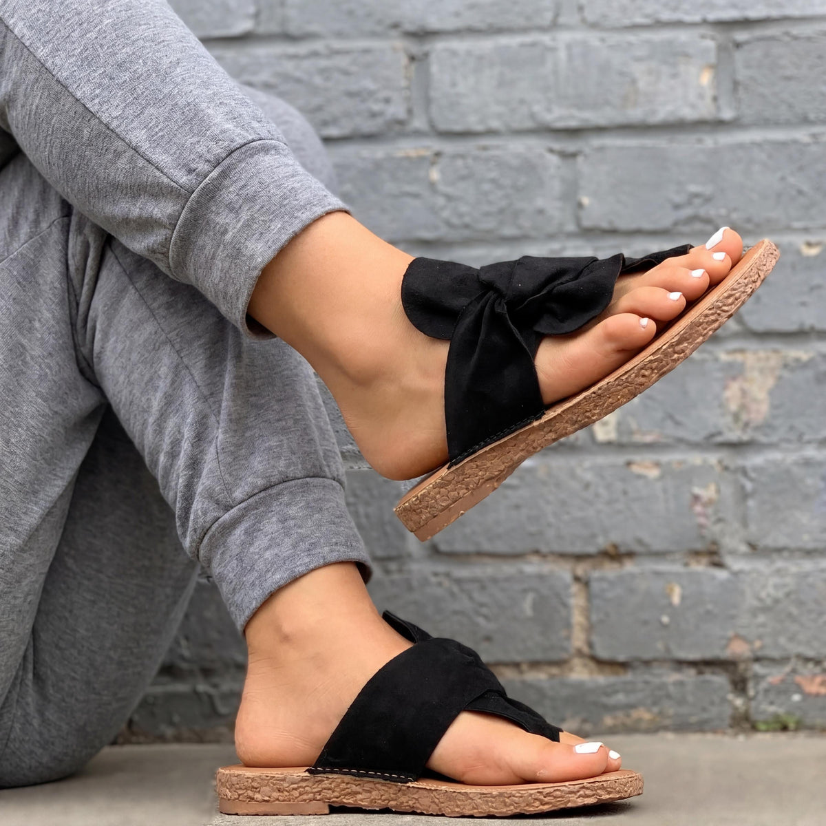 Bow Knot Flat Sandals for Women | Open Toe Summer Slides, Casual Travel Shoes