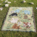 Woven Animal Tapestry Blanket Cute Picnic Blanket Cottagecore Sofa Throw Gift for Her Whimsical Woodland Decor Woven Cotton Throw