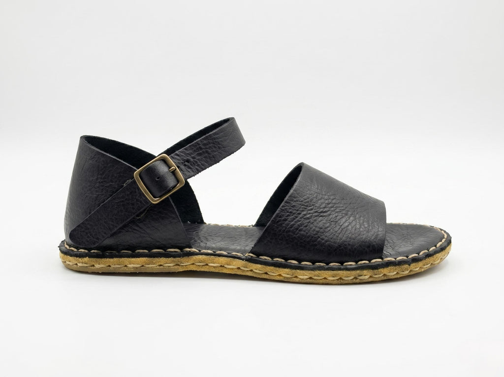 Handmade Leather Grounding Sandals : Barefoot Earthing Shoes , Barefoot Comfort - Dark Brown