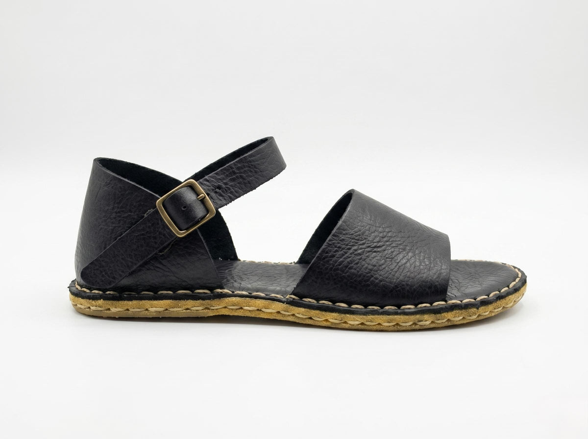 Handmade Leather Grounding Sandals : Barefoot Earthing Shoes , Barefoot Comfort - Dark Brown