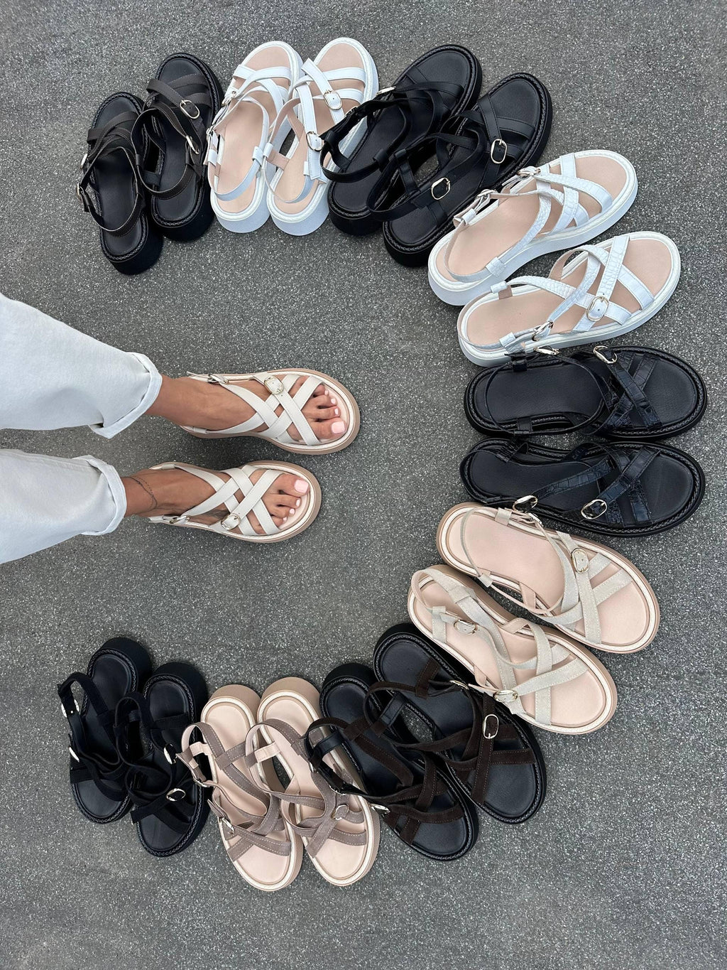Comfortable Strappy Summer Sandals | Women's Chunky Sole Casual Walking Shoes | Lightweight Leather Suede Flats