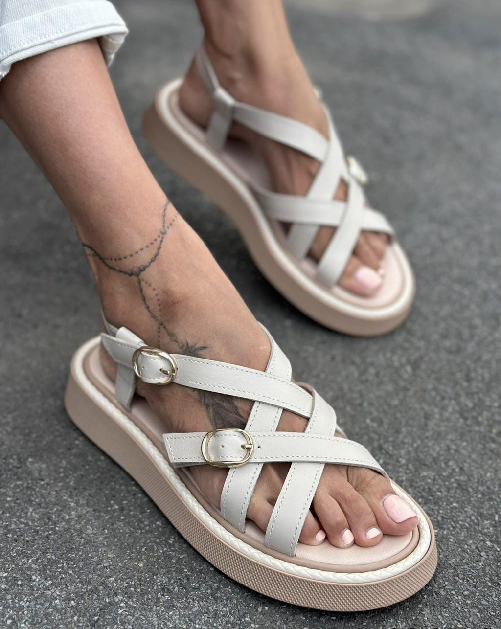 Comfortable Strappy Summer Sandals | Women's Chunky Sole Casual Walking Shoes | Lightweight Leather Suede Flats