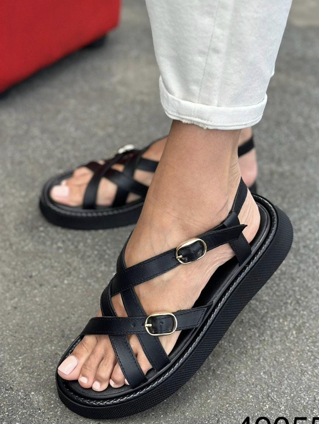 Comfortable Strappy Summer Sandals | Women's Chunky Sole Casual Walking Shoes | Lightweight Leather Suede Flats