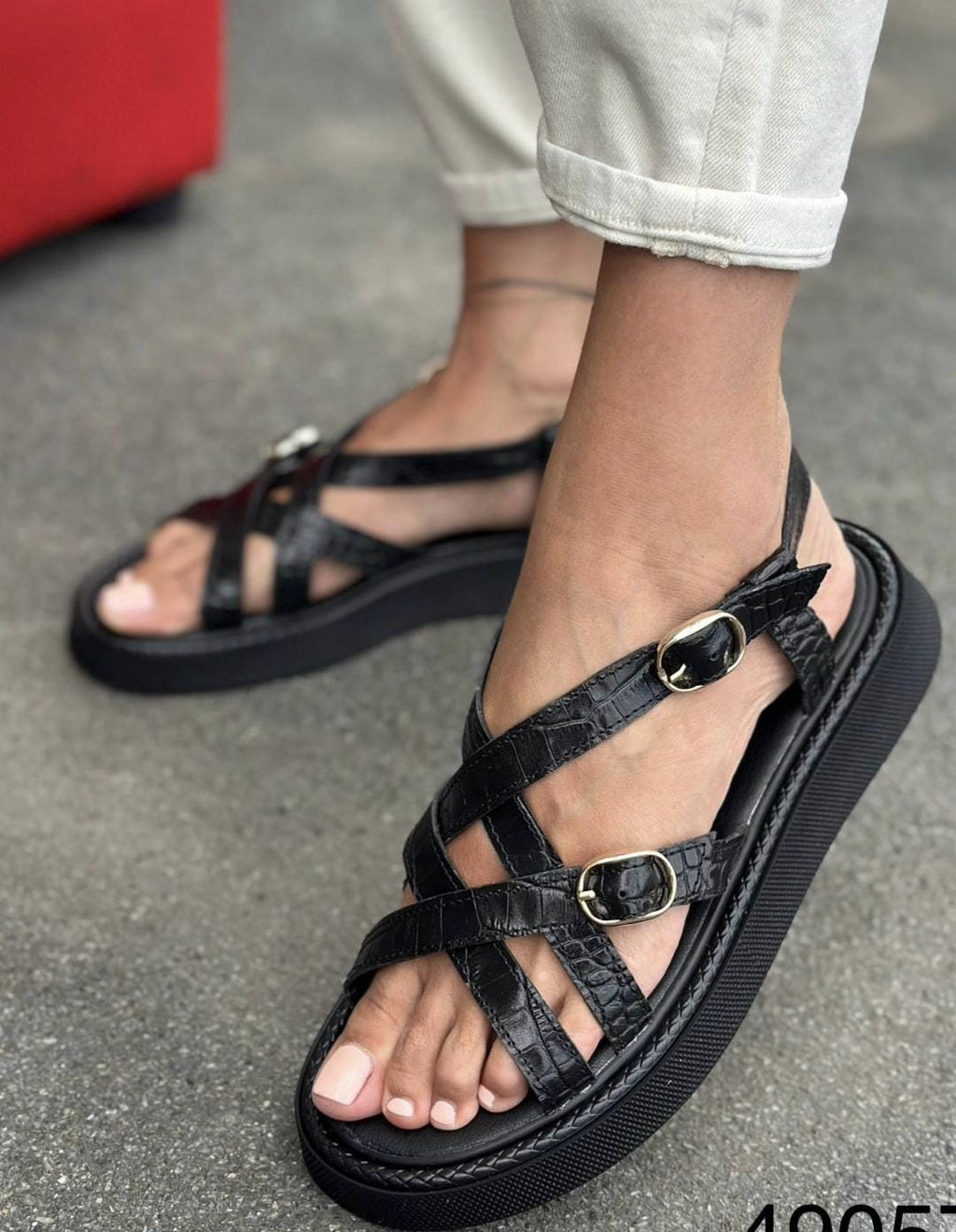 Comfortable Strappy Summer Sandals | Women's Chunky Sole Casual Walking Shoes | Lightweight Leather Suede Flats