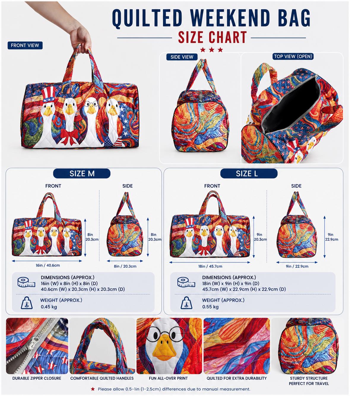 Raccoon Quilted Weekend Bag, Fall Woodland Animal Travel Bag, Cute Autumn Duffel Bag, Forest Animal Lover Gift SRD-UYM68