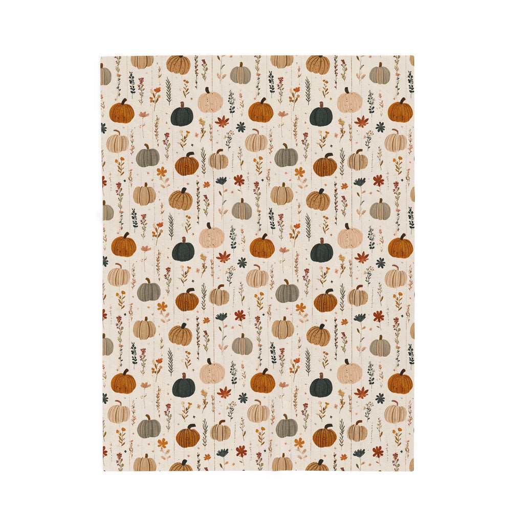 Boho Fall Pumpkin Blanket Autumn Leaves Plaid Velveteen Plush Throw Cozy Thanksgiving Decor