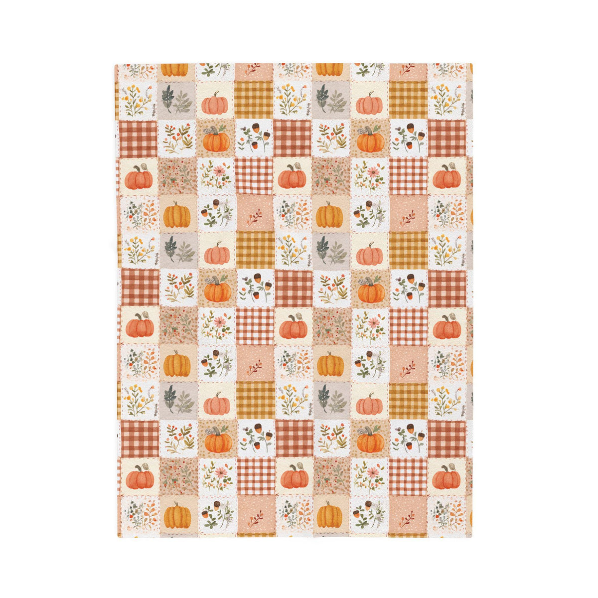 Autumn Patchwork Pumpkin Blanket Fall Plaid Velveteen Plush Throw Grandmacore Farmhouse Decor